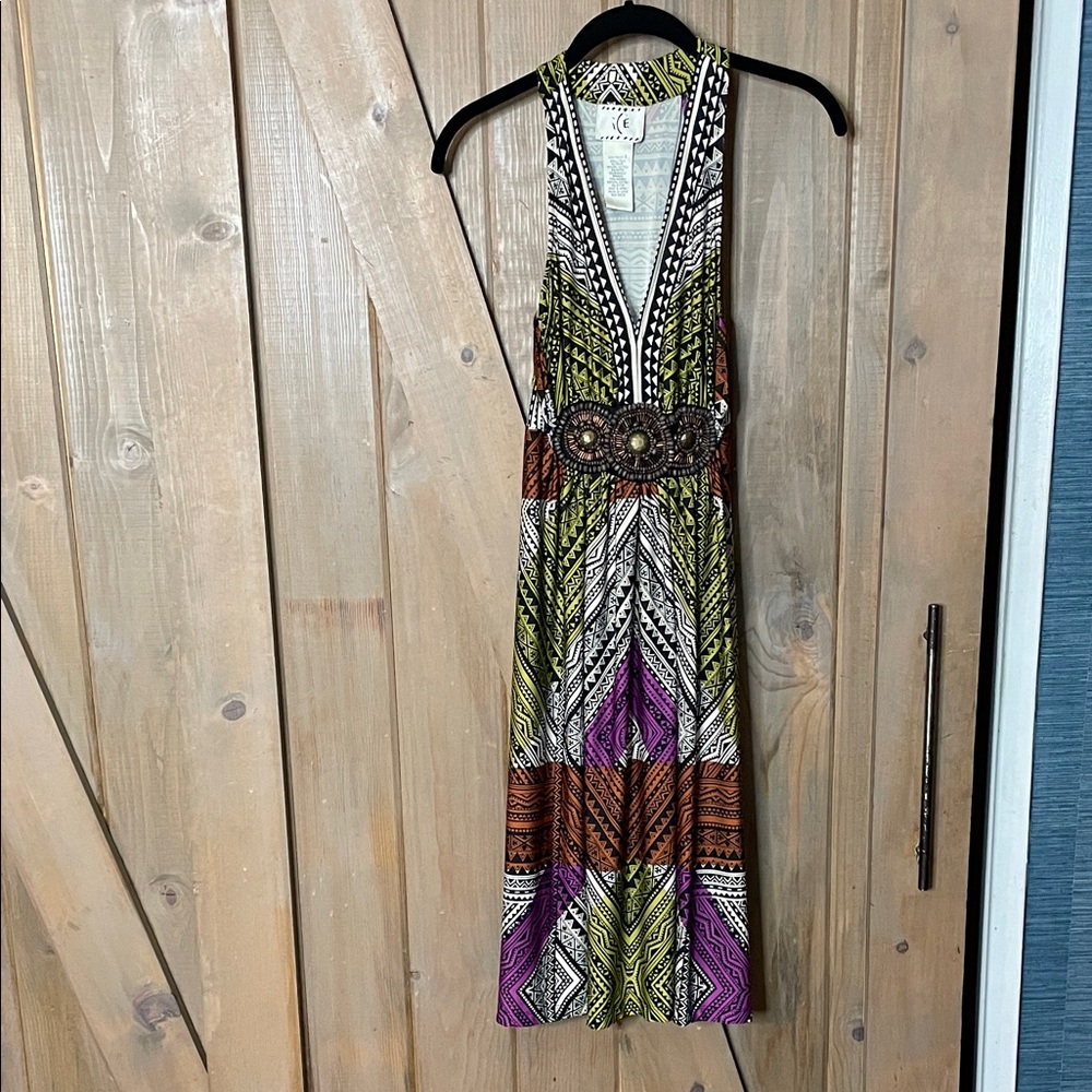Ice Multicolor Backless Dress with beaded detail